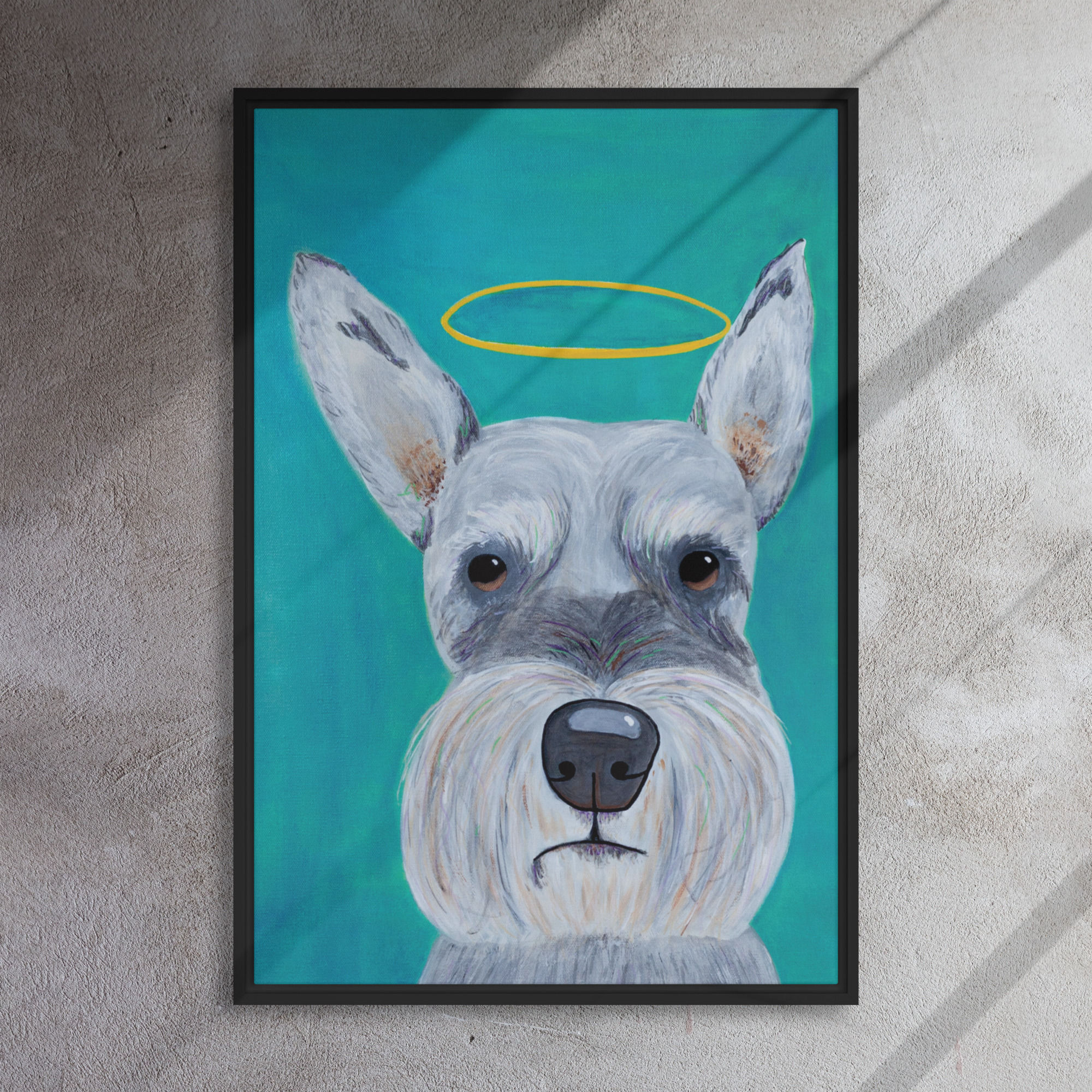 Schnauzer - "Emery" Dog Portrait | Premium Framed Canvas Wall Art