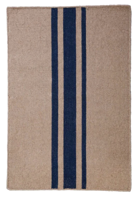 BEACHWOOD - NATURAL/ NAVY - WOOL/JUTE RUG - 2' X 3