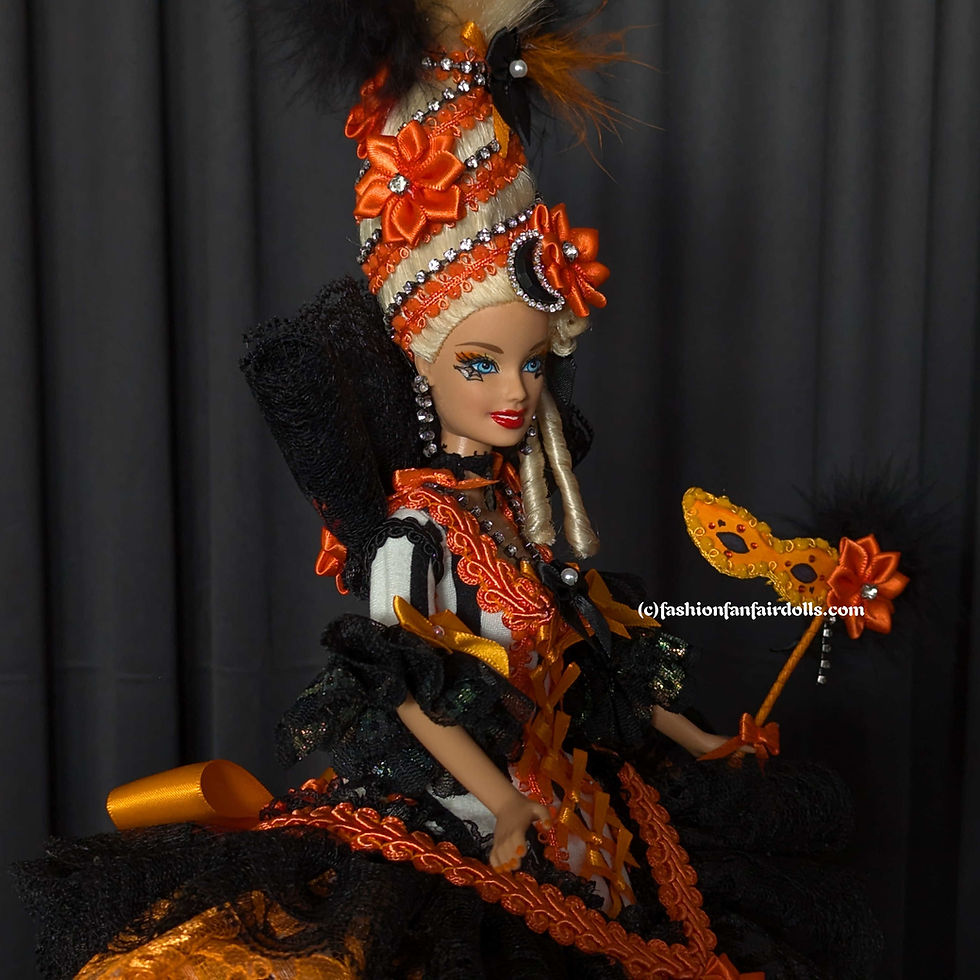 Thumbnail: Mademoiselle Halloween Marie Antoinette Black Orange Web OOAK Barbie Doll ~FFF