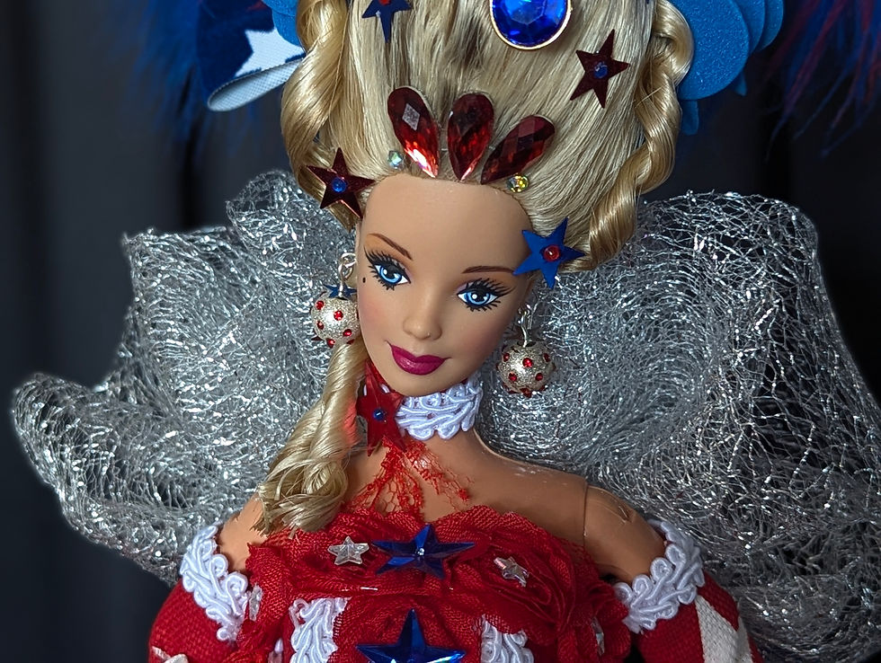 Thumbnail: Madame Americana – Patriotic Stars & Stripes Rococo OOAK Barbie Doll