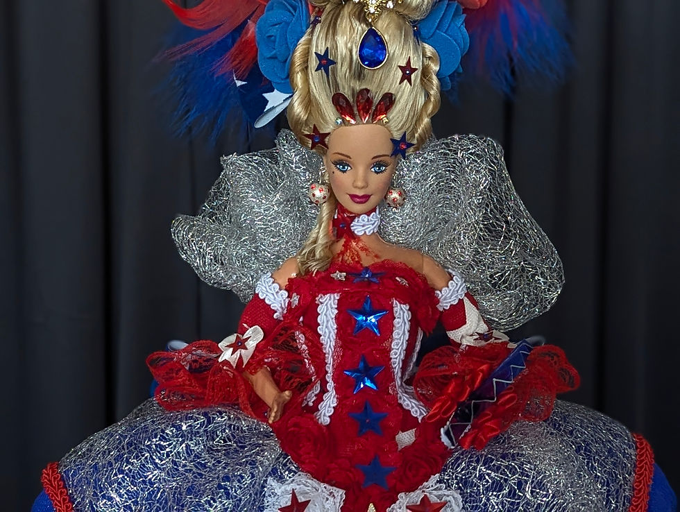 Thumbnail: Madame Americana – Patriotic Stars & Stripes Rococo OOAK Barbie Doll