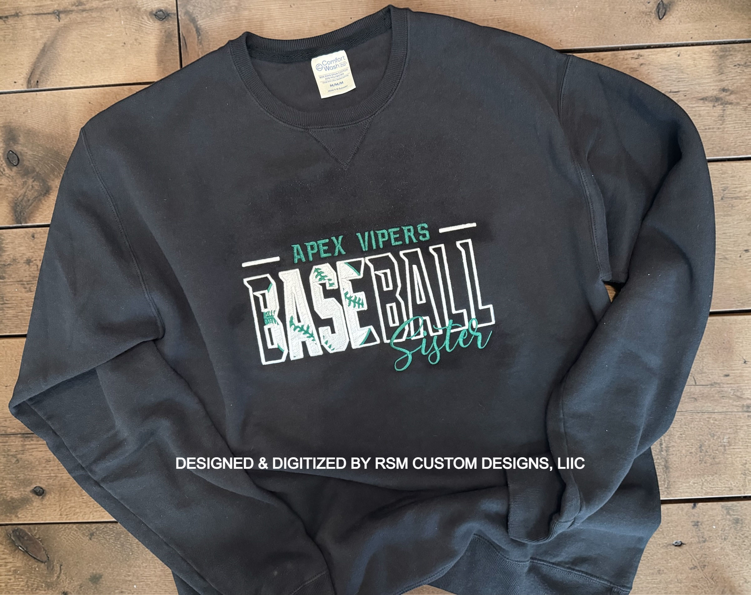 Baseball Sister Embroidered Sweatshirt - Poly/Cotton Blend