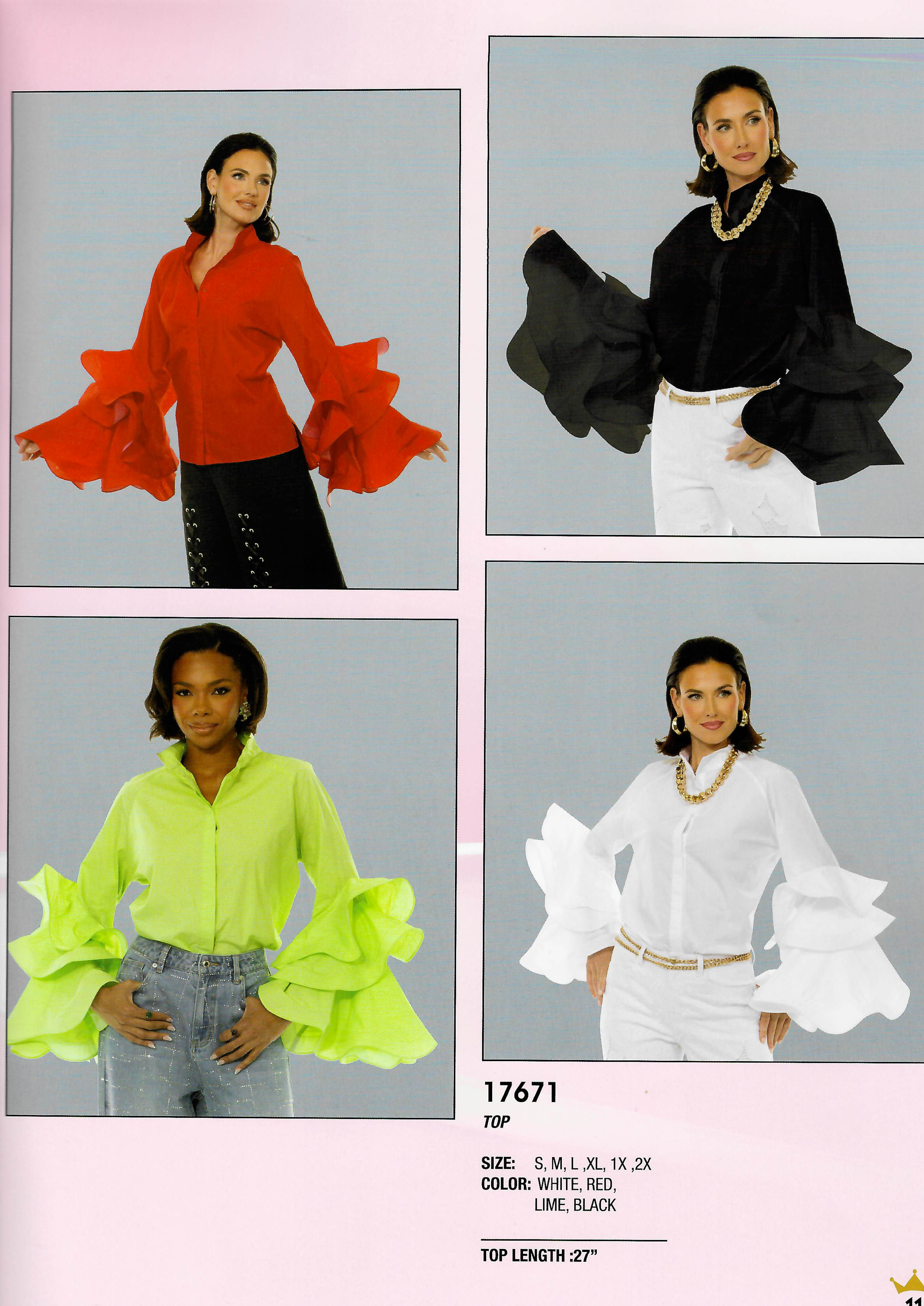 17671 Luxe Drama Blouse Fashion Top