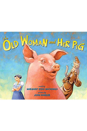 Sweet Appalachian variant of the British tale of the old woman whose pig won't go over the stye. This pig won't cross a bridge,  but a caring cat and a moonlit-filled world make all well in the end.   After much jogging along and singing, of course.