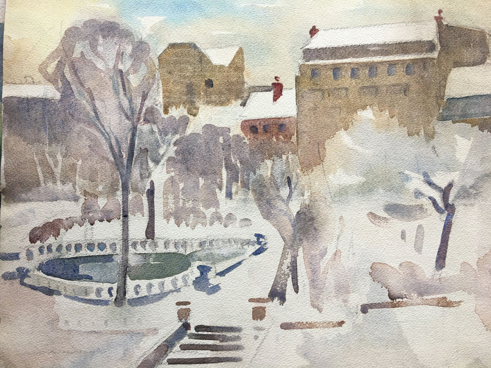 le jardin Darcy sous la neige