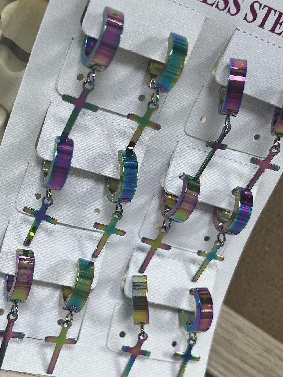 Miniatura: Aretes Huggies de color Tornasol 6piezas