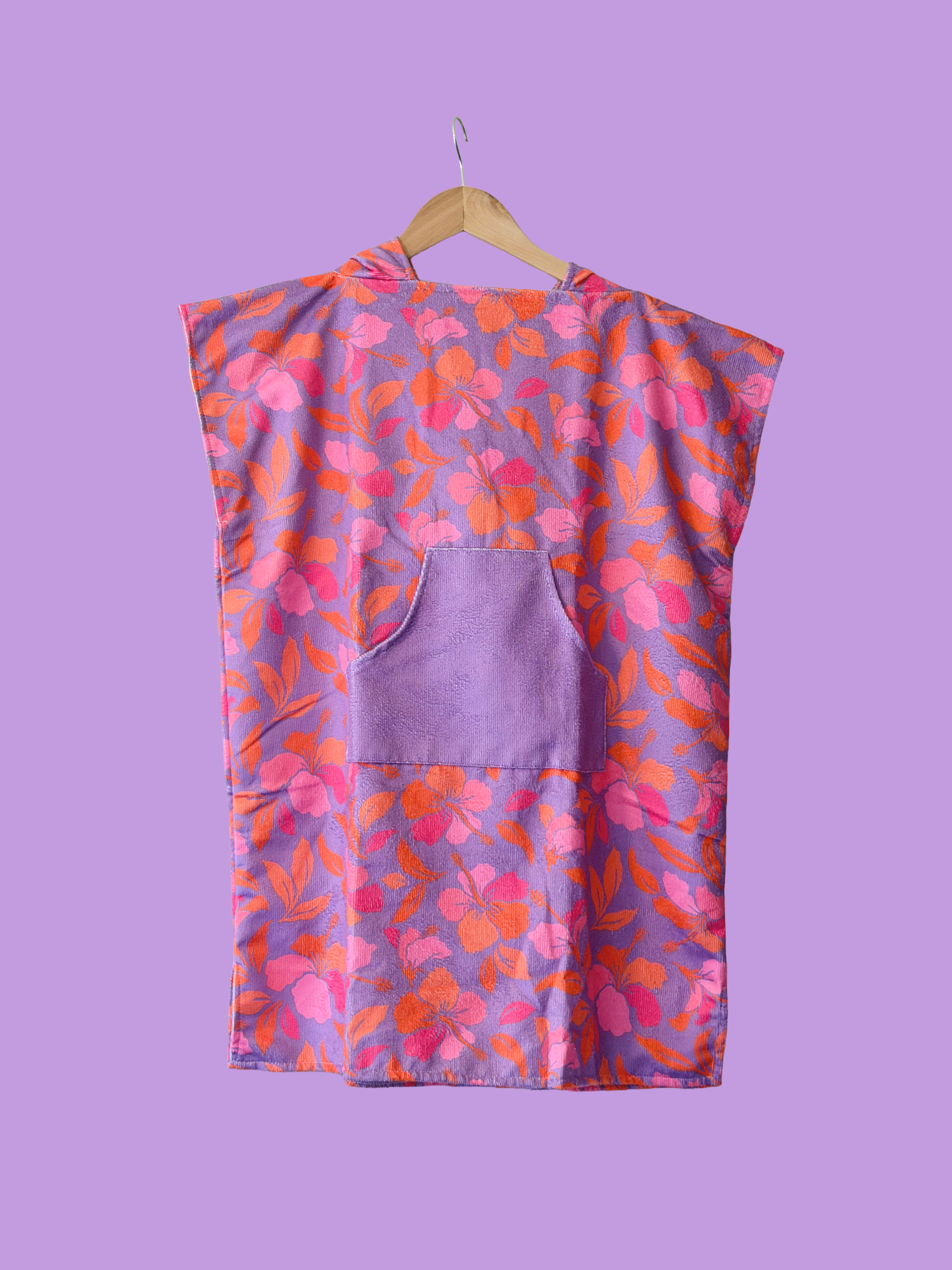 Dreamy Hibiscus -  Big Kids Hooded Towel with Pocket 5-10YRS
