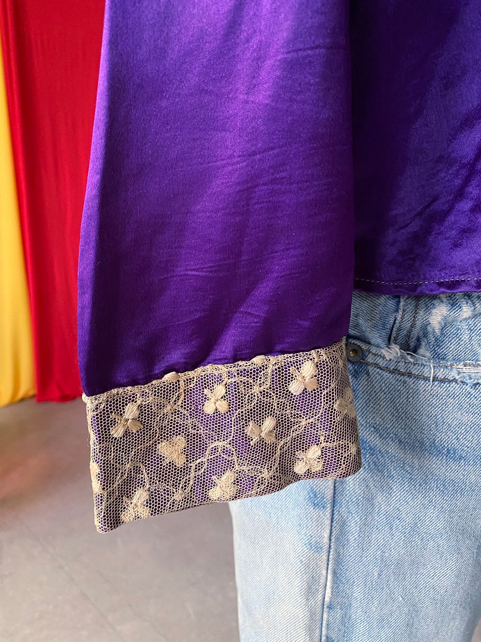 Thumbnail: 1910s royal purple satin top // sz 6/8