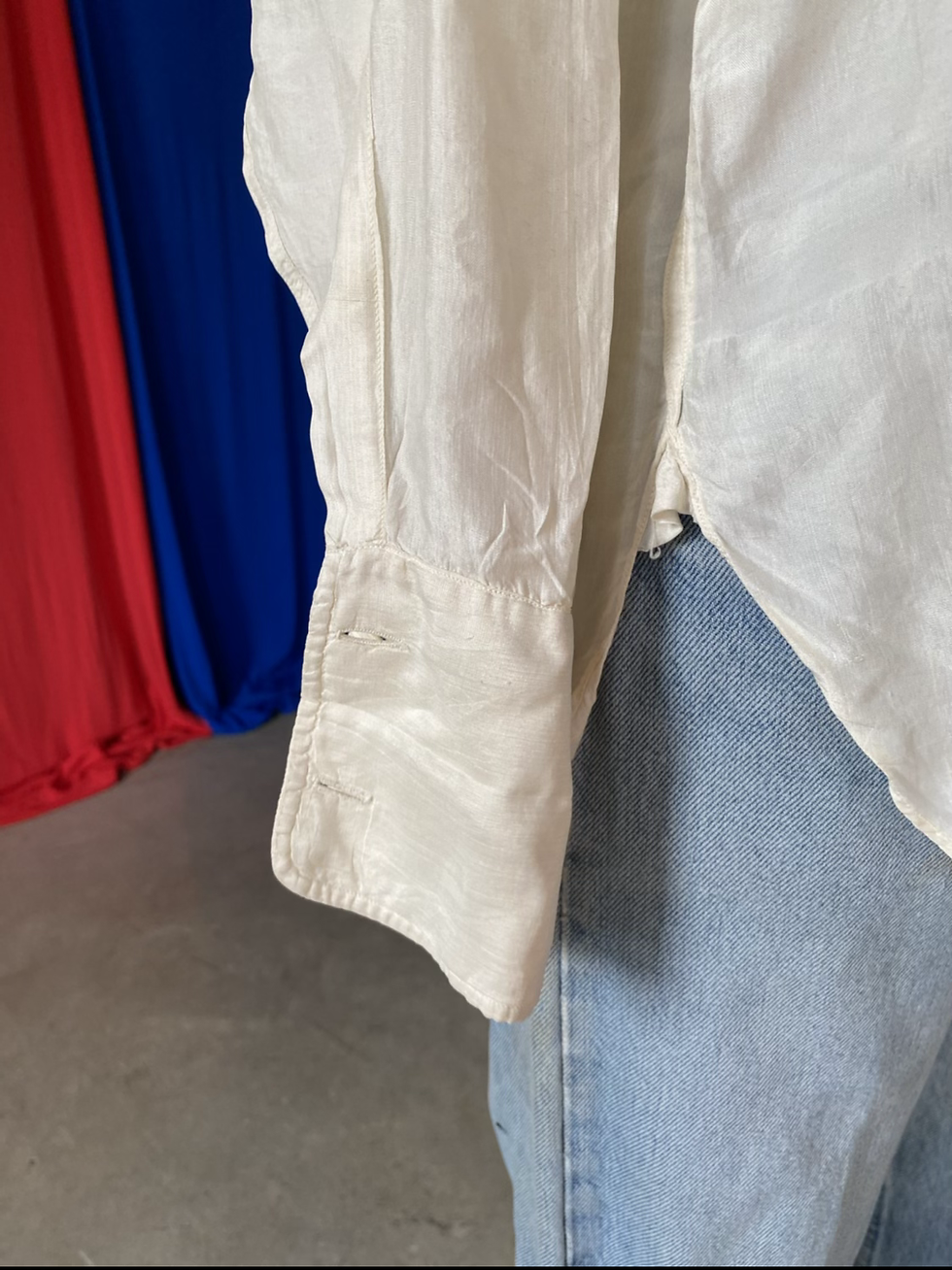 Thumbnail: 1910s ivory silk button down // medium