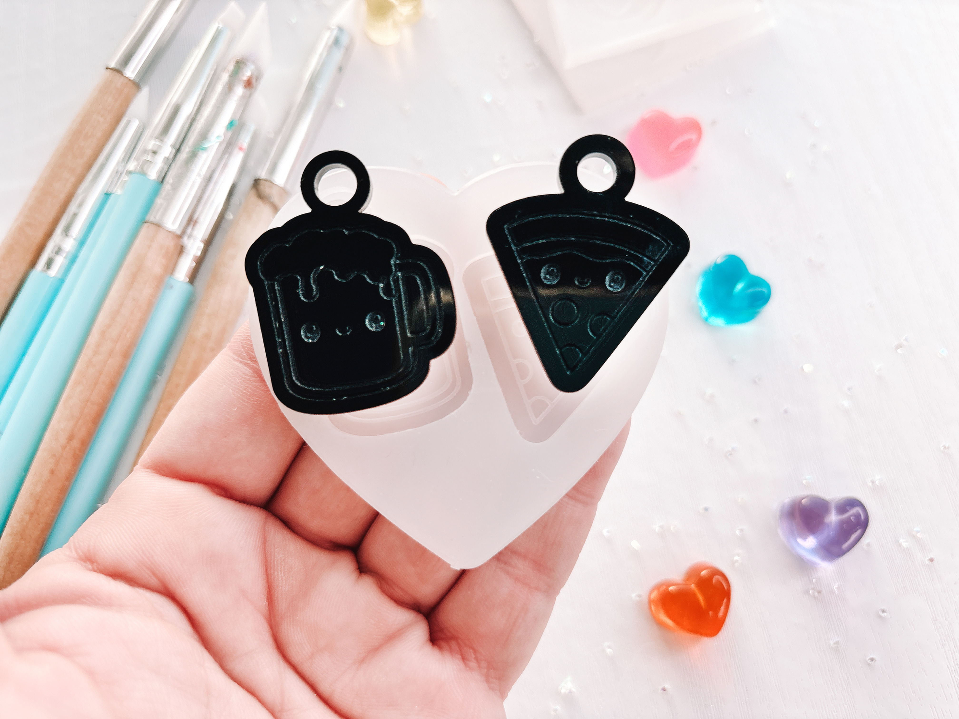 Beer & Pizza Bestie Couples Keychain Silicone Mold