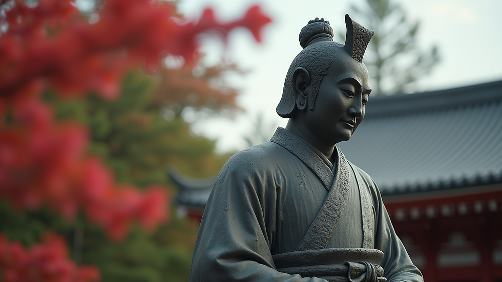 Eye-level view of Mikao Usui statue