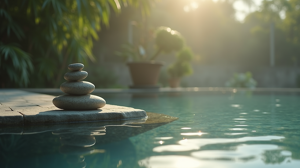 Vue en plongée d’un espace de travail zen avec bougies et pierres de Reiki