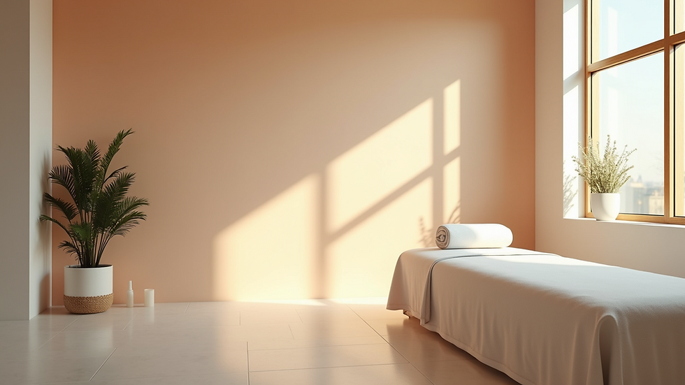 Close-up of a wellness space with soothing colors