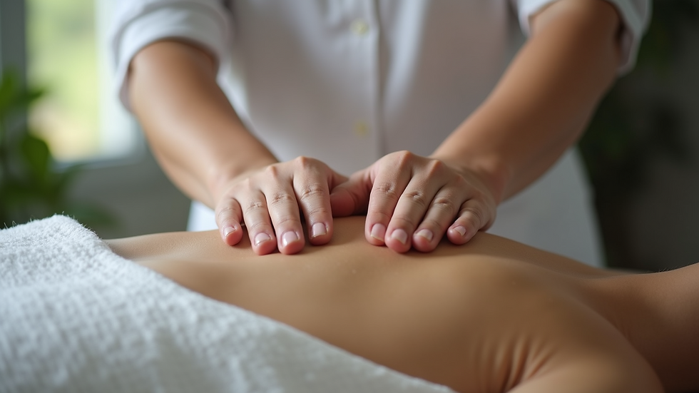 Vue de côté d'un praticien Reiki posant ses mains au-dessus du corps d'un patient allongé