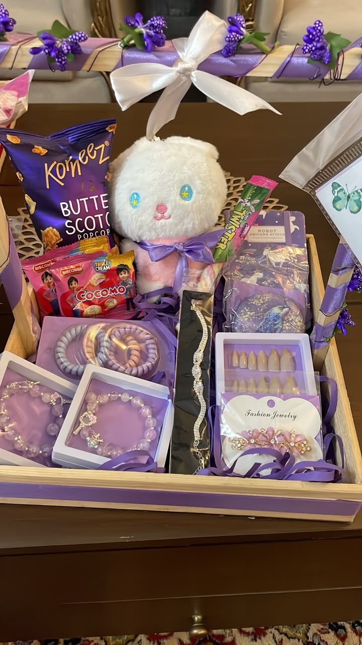 Purple Bunny Girls Gift Basket