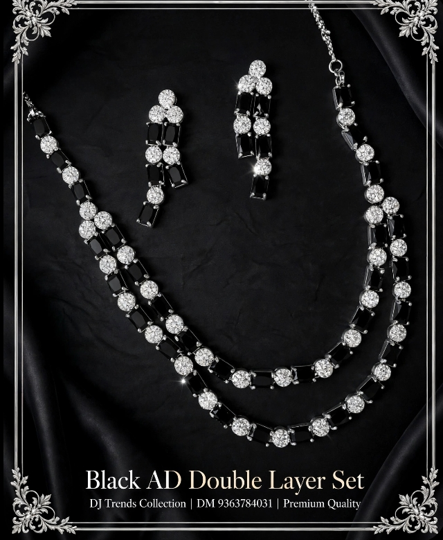 Premium Black AD Double layer necklace