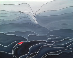Circonvolutions en gris et rouge