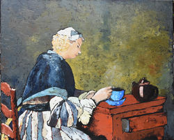 Dame prenant le thé