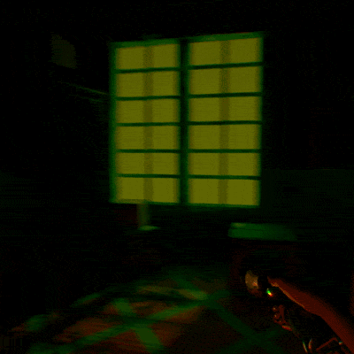 Animated Gif of the player hiding and the monster just outside.
