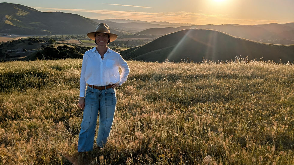 Chiara Shannon overlooking Groundstar Vineyard Sta Rita Hills regenerative vineyard landscape
