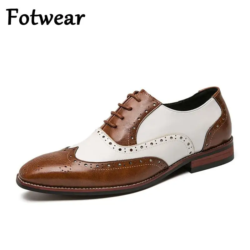 Leather Brogues Men Big Size Fashion Wedding Party Men Dress Shoes Italian Desig