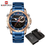 Thumbnail: Luxury Brand  Sport Watches for Men Fashion Gold Quartz Wristwatch Steel Band Di