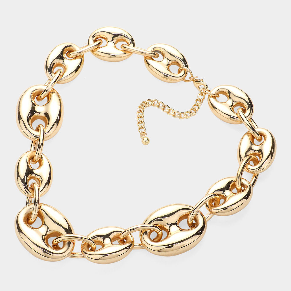 Shiny Gold G Link Necklace