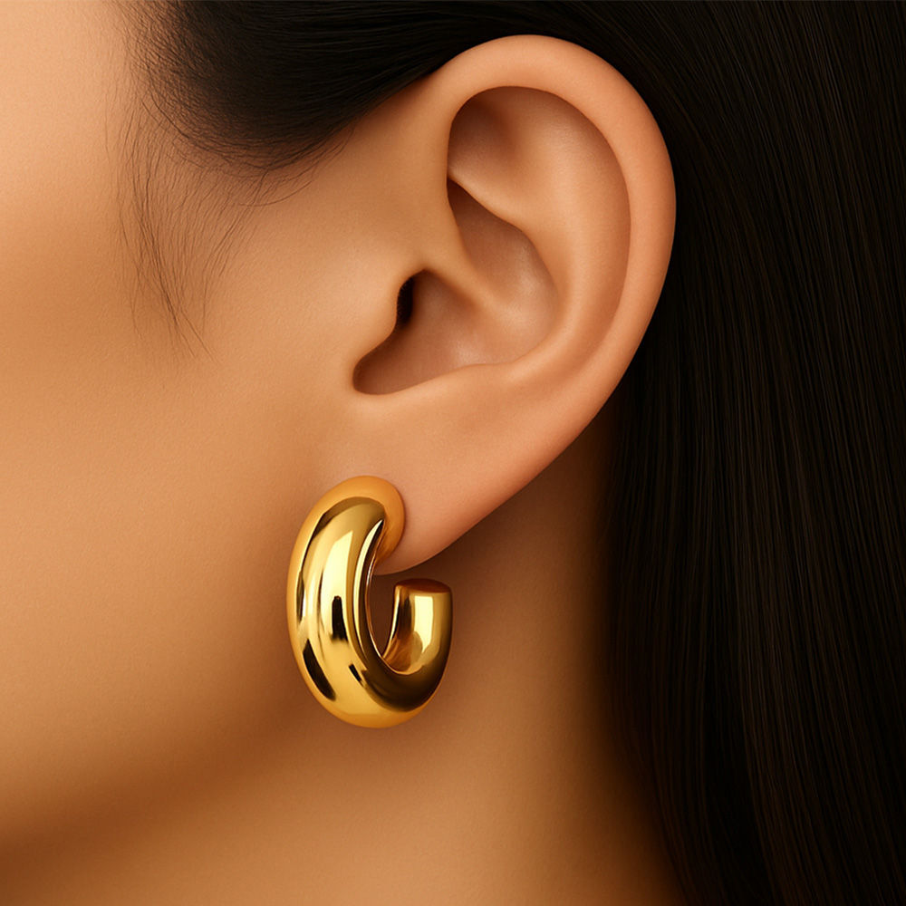 Shiny Gold Huggies Earrings