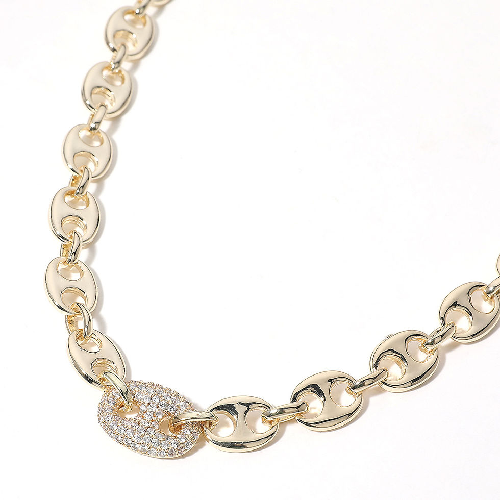 Shiny Gold G Link Mini Bling Necklace