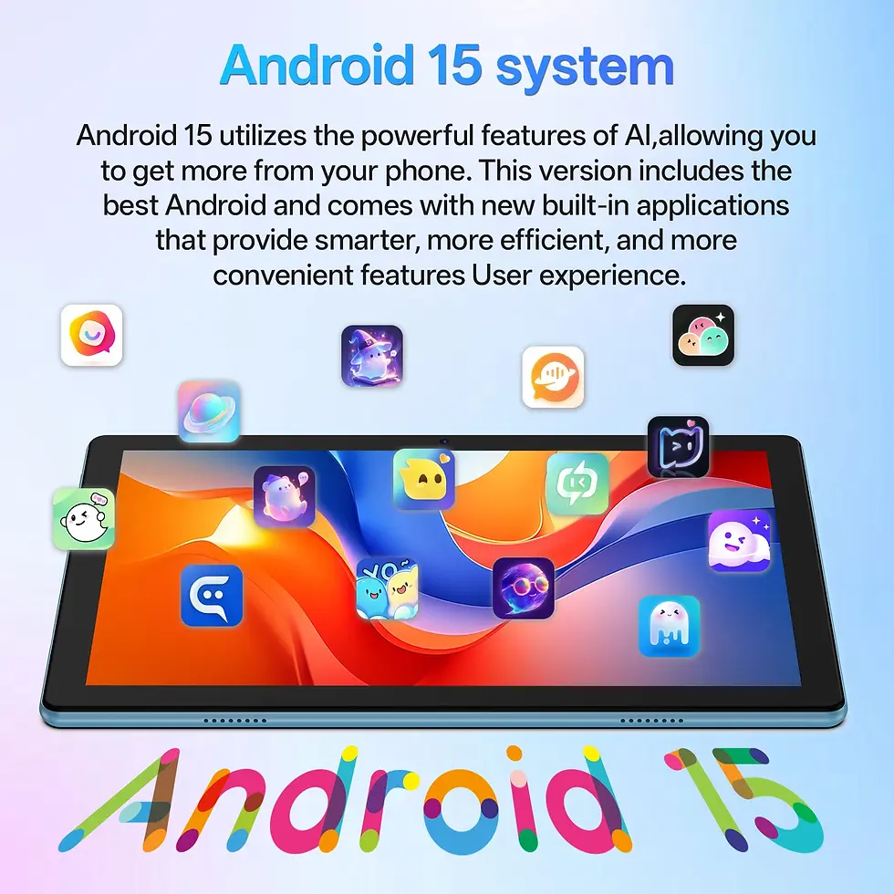 Thumbnail: 10-inch tablet PC, Android 15 system, quad-core processor, 12 (3+9) GB + 64GB st