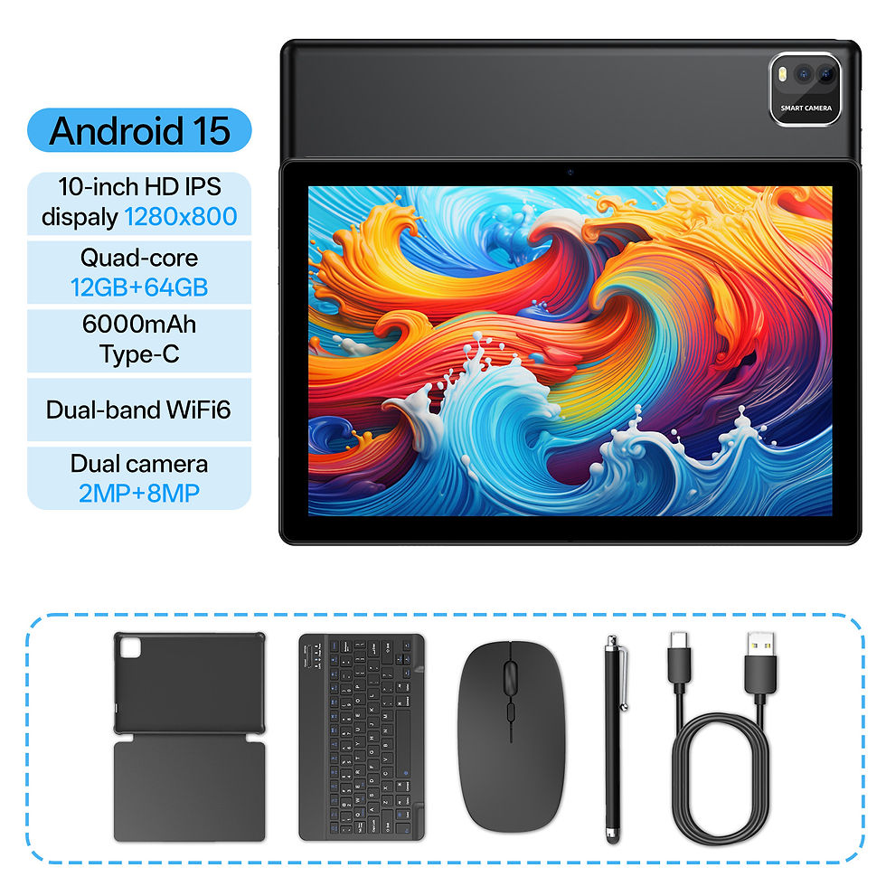 Thumbnail: 10-inch tablet PC, Android 15 system, quad-core processor, 12 (3+9) GB + 64GB st