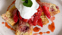 Easy Vanilla Cake with Roasted Balsamic Strawberries