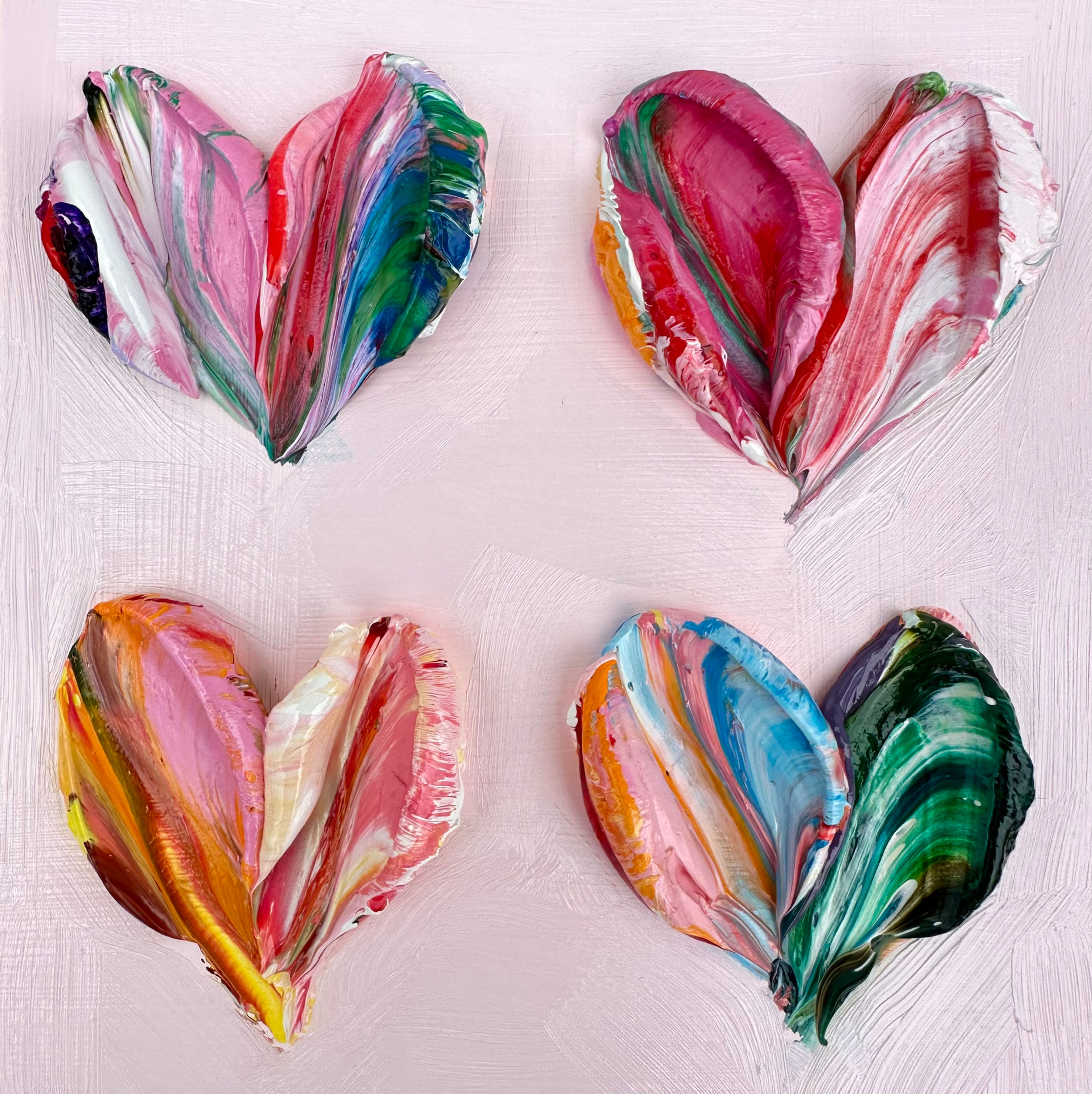 Polka Daub Heart Striations 2, 4"x4"