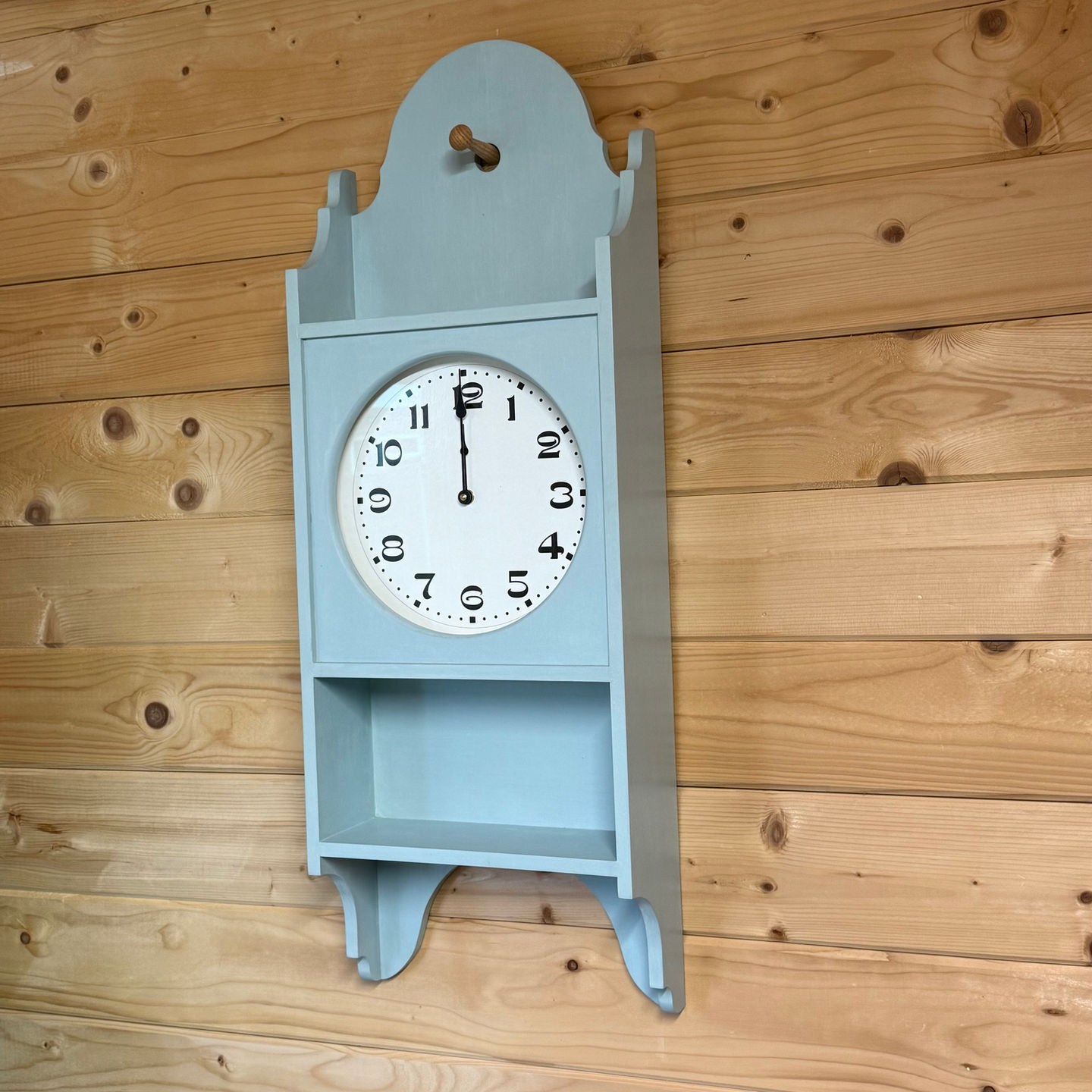 Shaker Style Wooden Wall Clock Blue Milk Paint