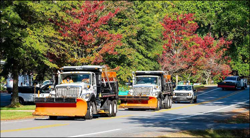 ARDOT maintenance crews participate in winter weather preparedness drills each fall. This allows the department to train new operators by driving assigned winter weather routes and conducting snow plow training, such as pictured above.