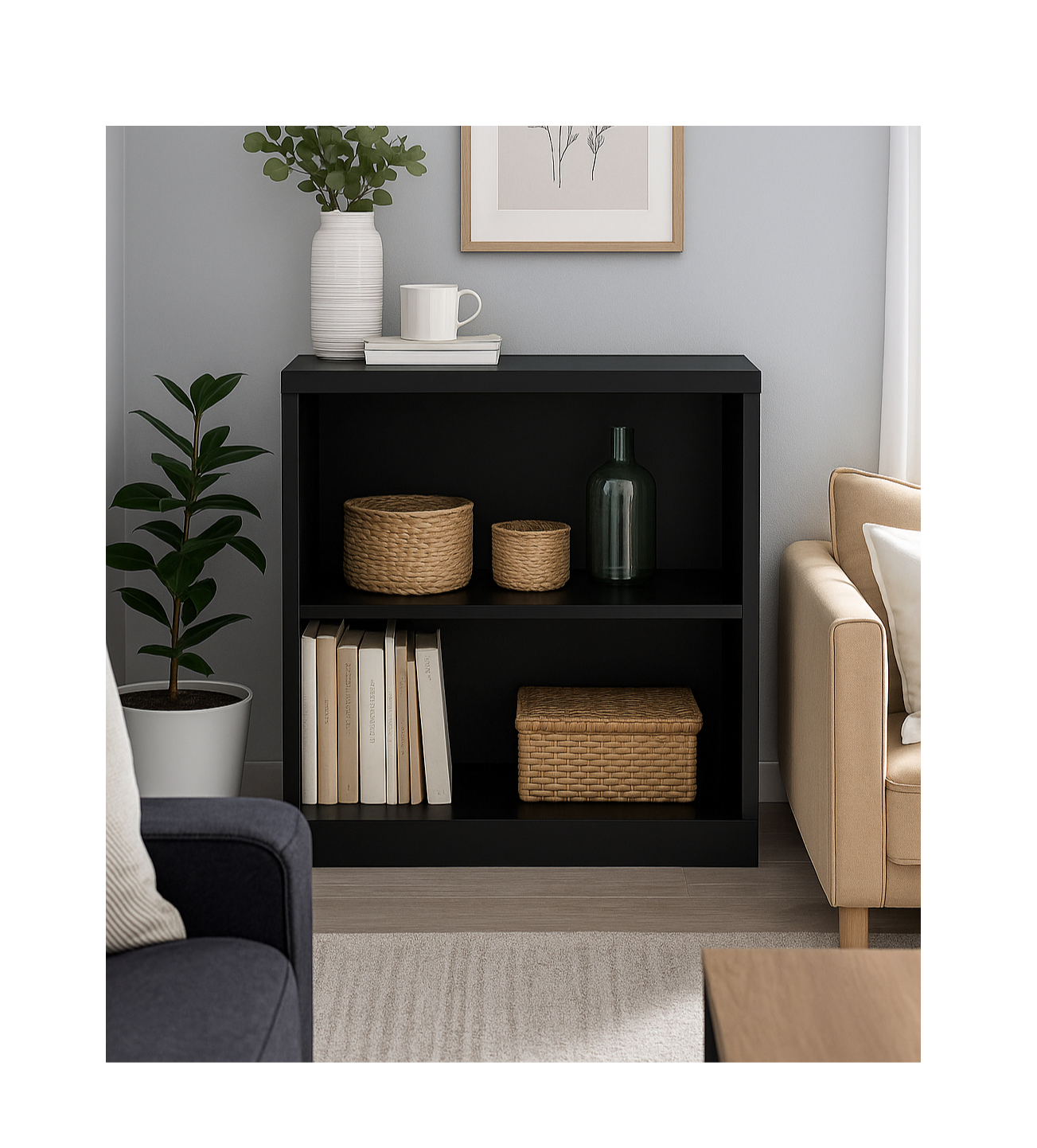 2 Level Book Shelf -Black