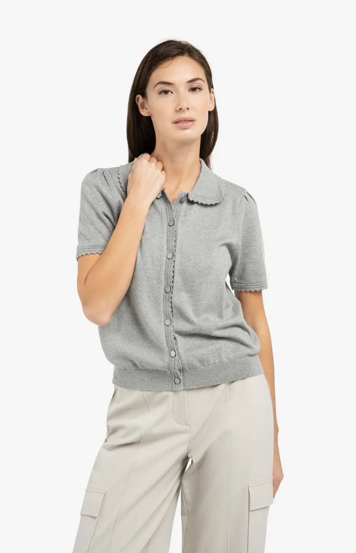 Vestje fijnbrei grey melange