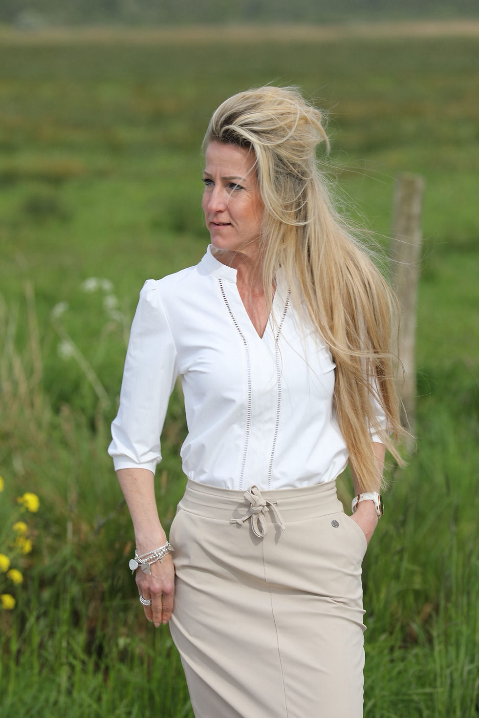 Thumbnail: Triple Nine travel top 3/4 mouw wit