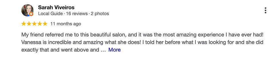 SALON WITH FIVE STAR CUSTOMER REVIEWS