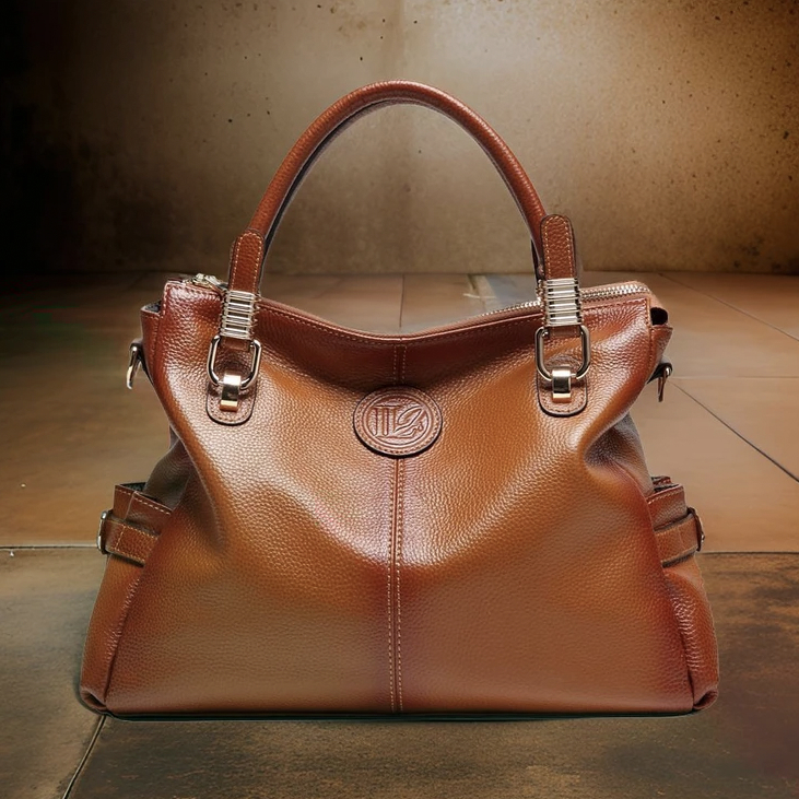 Thumbnail: H126, ILJ Leather Tote Cross Body (Brown)