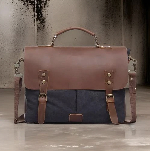 Thumbnail: M100 ILJ Distress Leather & Canvas Messenger