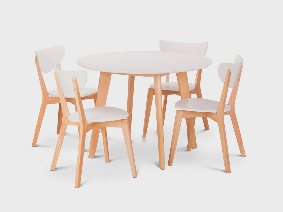 White round table and four chairs