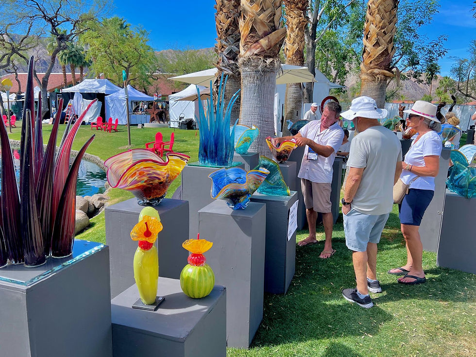 Glass sculptures on the lawn at La Quinta Art Celebration SPRING 2026