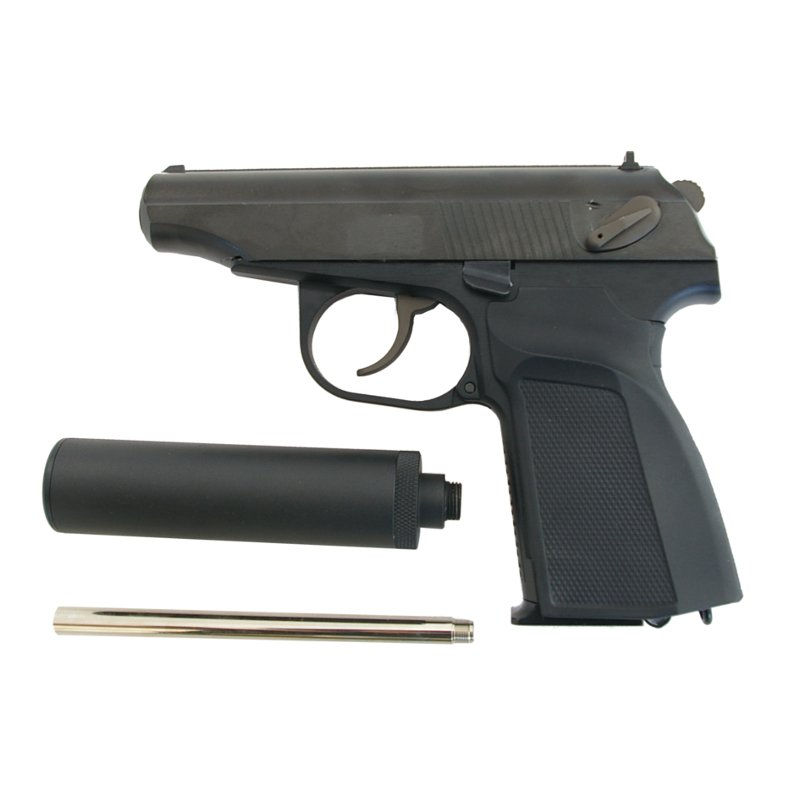 Thumbnail: WE Makarov GBB Pistol Black with Silencer