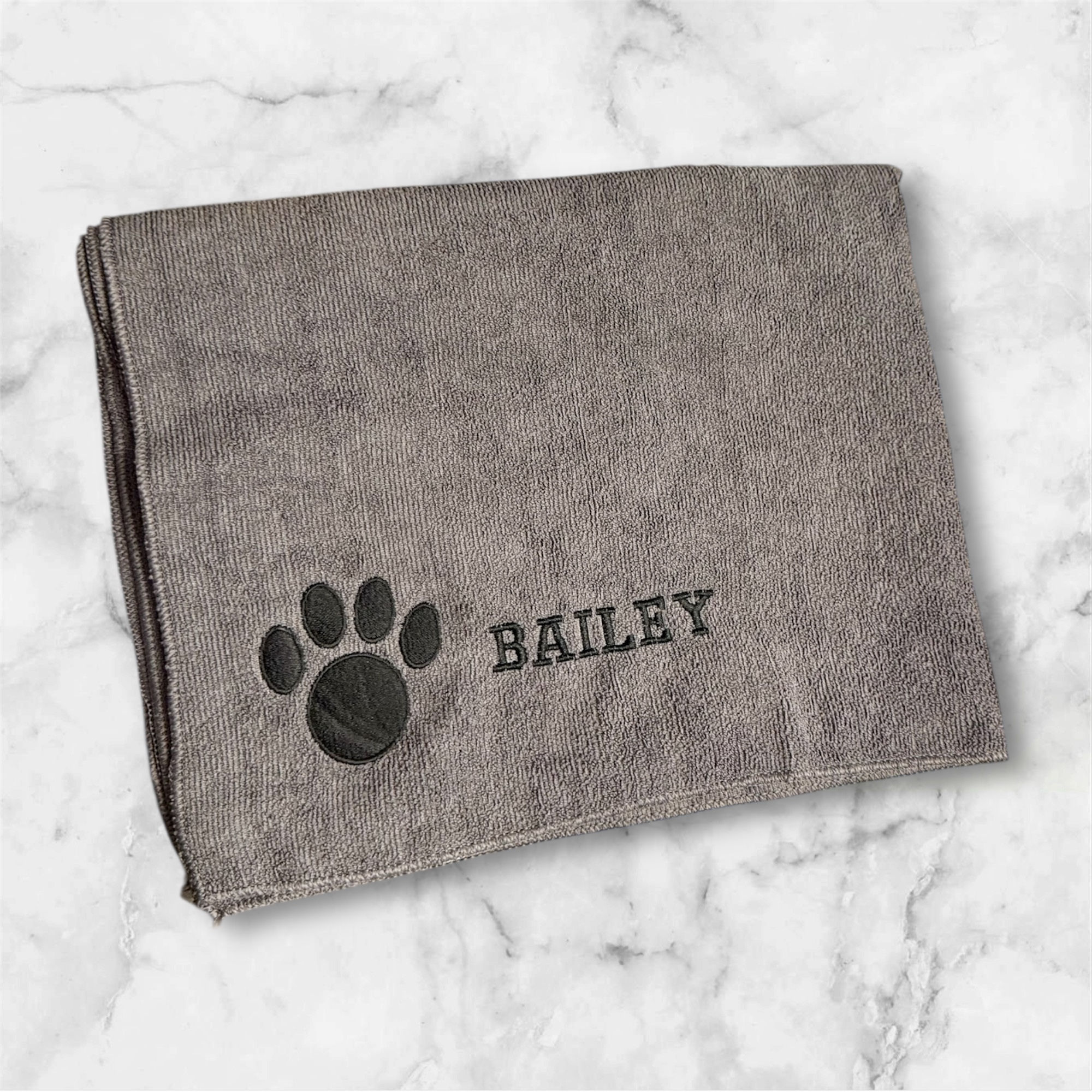 Personalised Grey Miro-Fibre Dog Towel