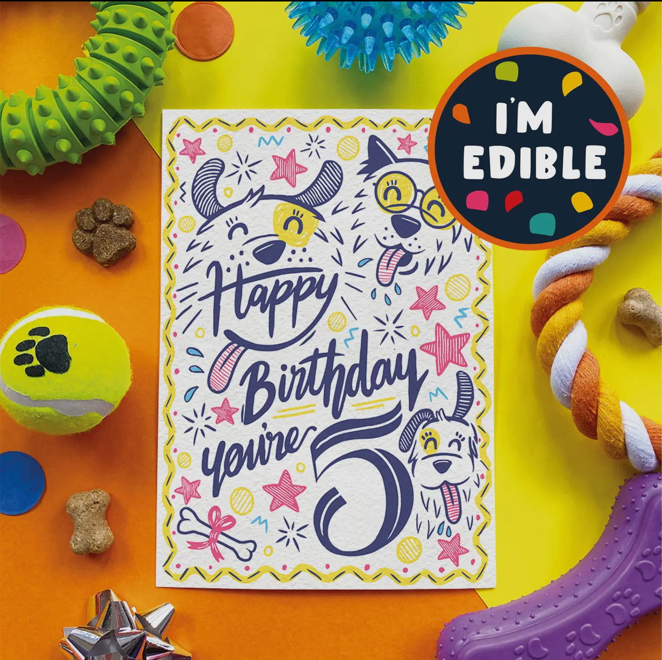5th Birthday - Edible Dog Card