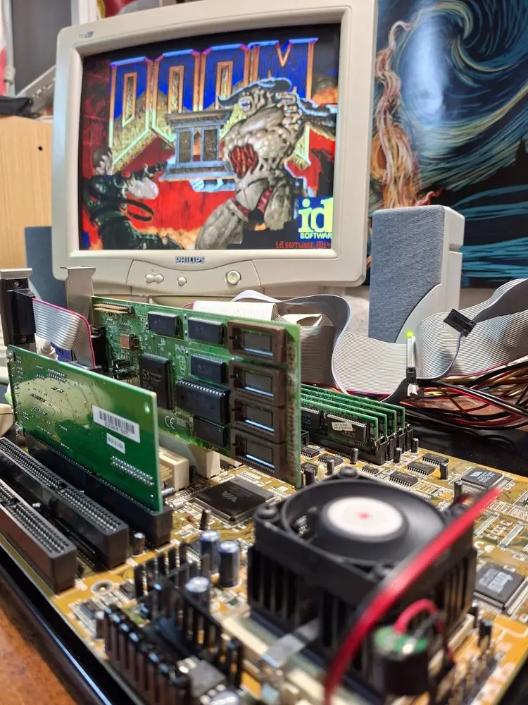 Thumbnail: Socket 7 FIC PA-2005 MoBo with CPU IBM 6x86 P166+ 133MHz, 32 MB RAM & cooler
