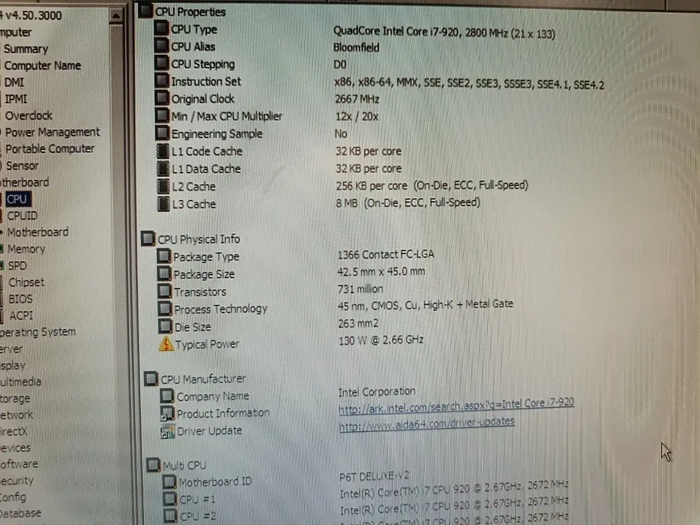Thumbnail: LGA1366 ASUS P6T Deluxe V2, Intel X58 MoBo with CPU i7 920, I/Oshield & 12GB RAM