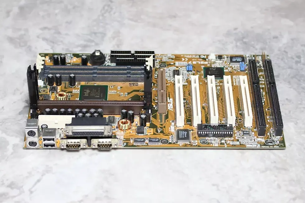 Thumbnail: Slot1 ASUS P2L97 rev. 2.04 Motherboard Intel 440LX chipset with I/O shield