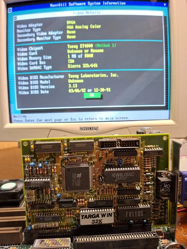 Thumbnail: ISA 16-bit 1MB TARGA WIN 32K (Tseng Labs ET4000AX) Graphics card